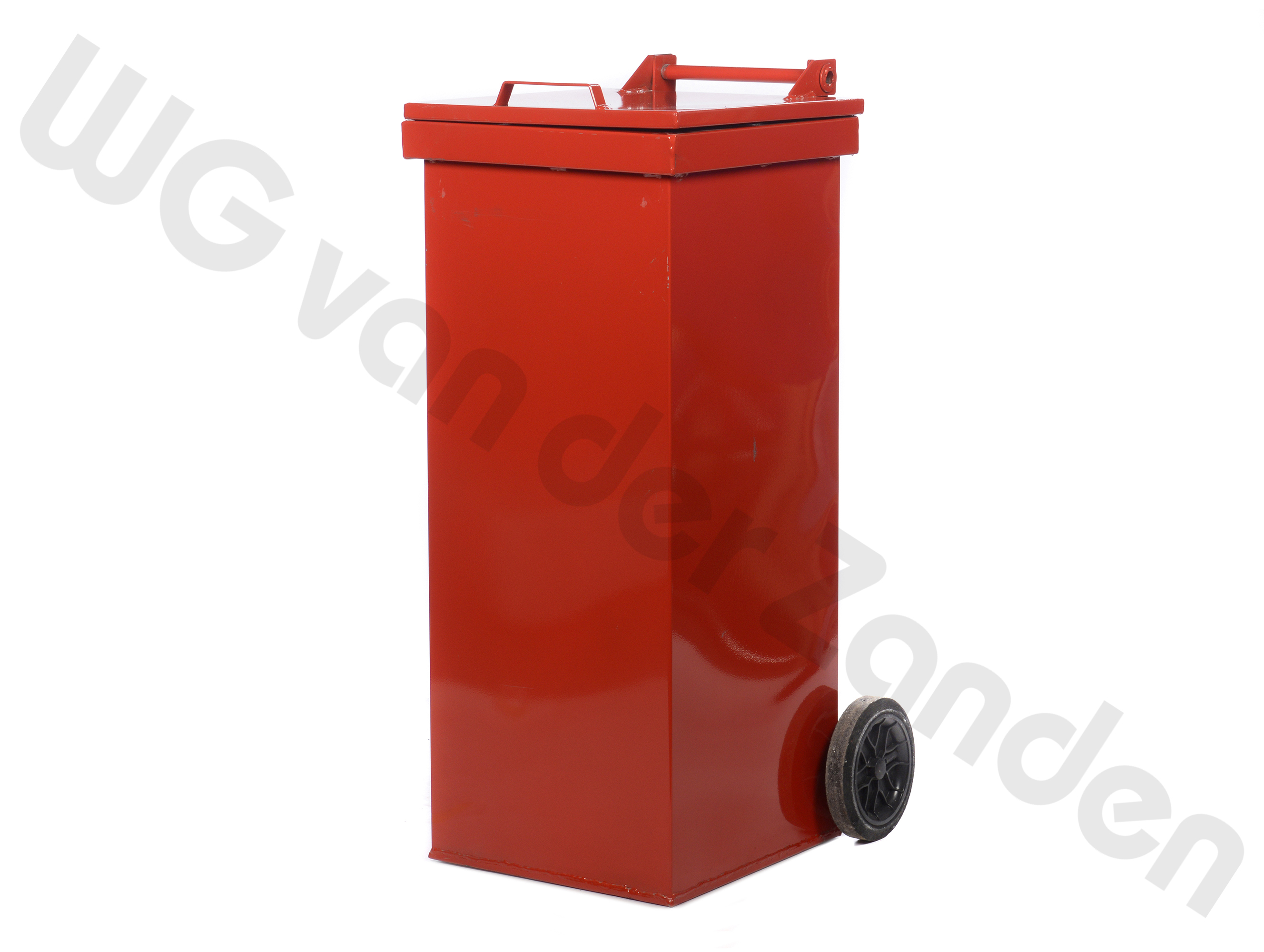 440069 AFVALCONTAINER 120 LTR METAAL M/WIEL ROOD