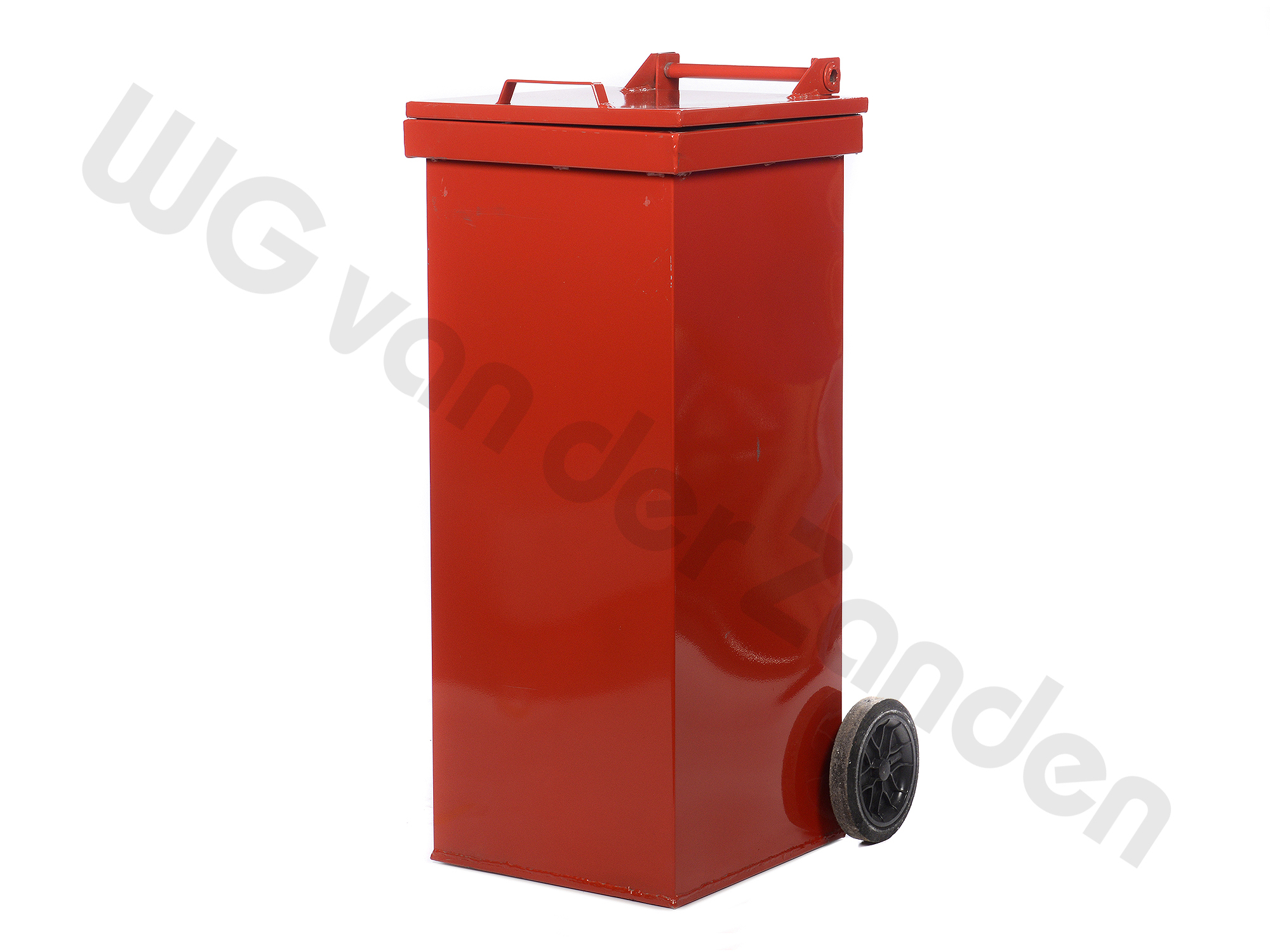 440079 AFVALCONTAINER 240 LTR METAAL M/WIEL ROOD