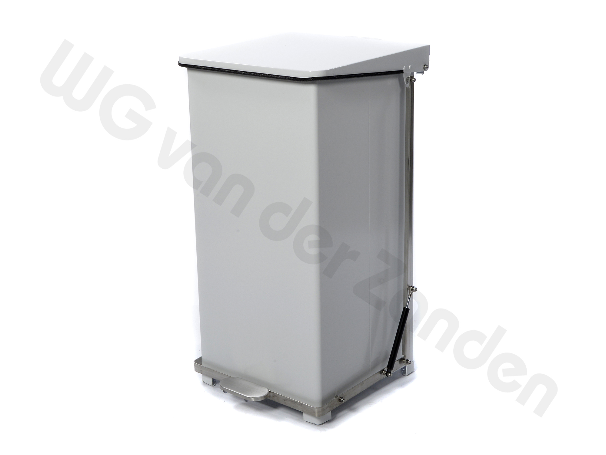 158136 PEDAAL EMMER 90 LTR METAAL WIT 44X44X77CM BRANDVEILIG