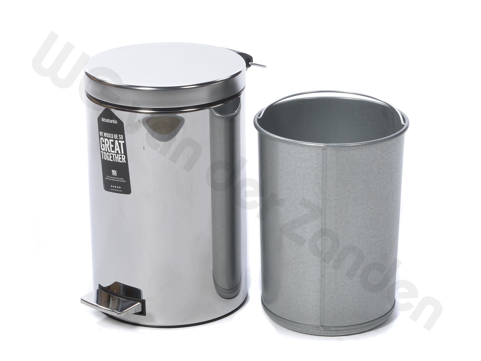 259062B PEDAL BIN 12 LTR S/S WITH METAL LINER BRABANTIA